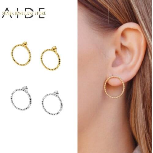 AIDE Minimalism Small Beads Stacked Circle Stud Earrings for Women Geometric Glossy Round Earings Silver 925 Jewelry kolczyki
