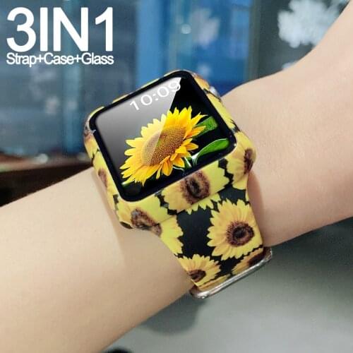 3IN1 Tempered glass watch Bumper+Strap For iWatch Series SE 6 5 4 38mm 42mm 40mm 44mm Bracelet+Case For Apple Watch 4 3 2 band