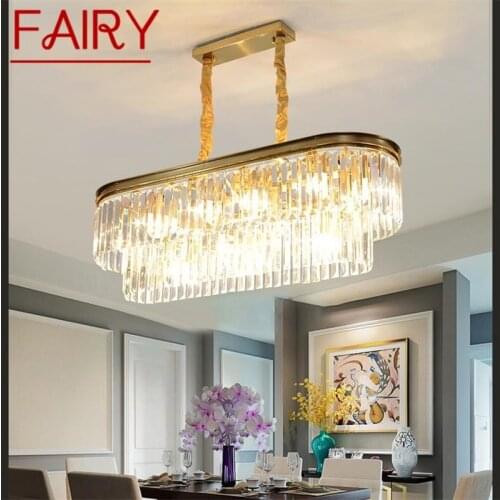 FAIRY Chandelier Gold Luxury Oval Pendant Lamp Postmodern LED Lighting Fixture for Home Living Dining Room