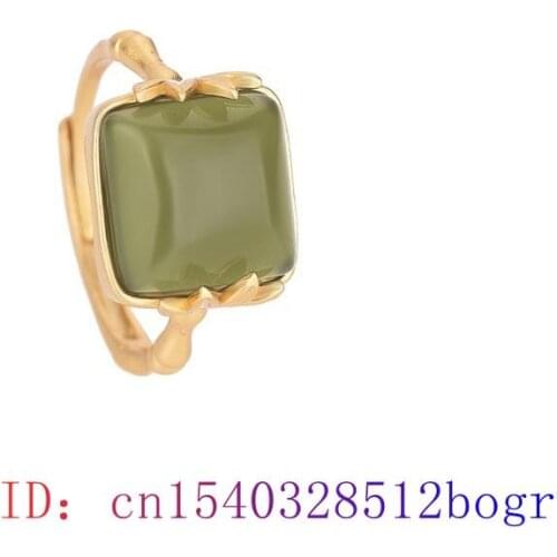 Hetian Jade Ring Amulet Women Natural Charm Zircon Gemstone 925 Silver Jewelry Crystal Gifts Fashion Chalcedony