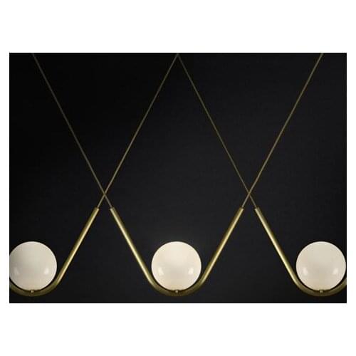 Modern Led Metal Pendant Lights Wrought Iron Glass Round Ball Brass Rod Hanging Lamp For Living Roomcafekitchen Nordic Lighting