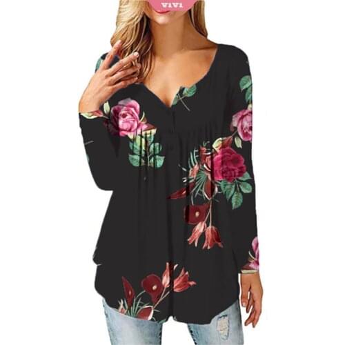 Womens Autumn T-shirt 2021 Printed Long-sleeved Bottoming Shirt Sexy V-neck Pullover Casual Ladies Loose Top