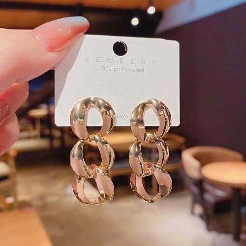 2021 Trend Exaggerated Chain Earrings Fashion Gold Big Chain Twisted Earrings for Women Punk Hoop Earring Jewelry