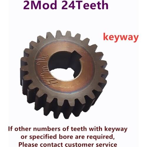 Spur Gear pinion 2M 24T 2 mod gear rack 24 teeth bore 19mm keyway 6mm 45 steel cnc rack and pinion