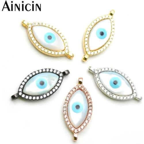 10pcs Blue Evil Eyes Rhinestone Crystal Setting Connectors 10x22mm Gold Silver Black Plating DIY Jewelry Making Findings