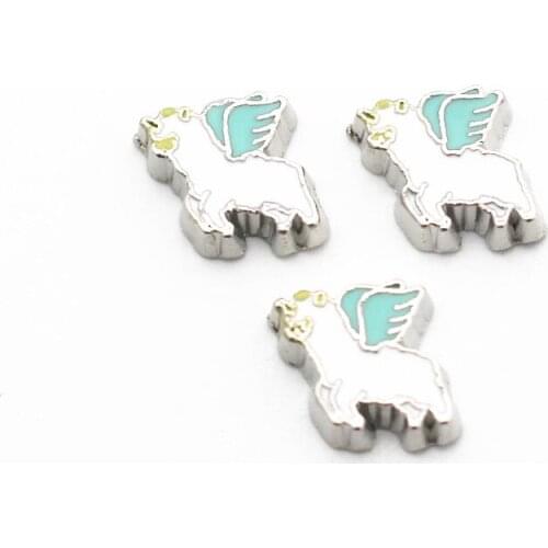 10pcs/lot Unicorn Cartoon Cute Horse floating charms living glass memory lockets diy animal Accessory charms jewelry