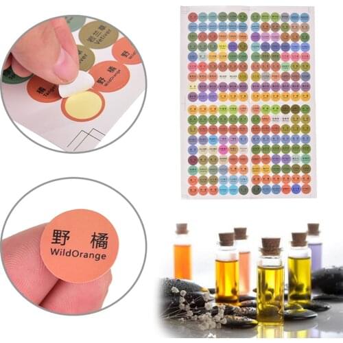 216Pcs/Sheet Bottles Cap Lid Labels Round Circle Stickers Colorful For Young Living Oils Organizer Pre-printed Essential Oil