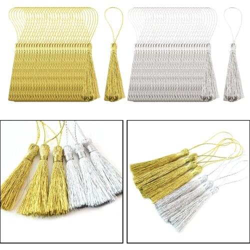 30pcs 10cm Silky Floss Bookmark Tassels Cord Loop Small Chinese Knot for Jewelry Making Souvenir Bookmarks DIY Craft Accessory