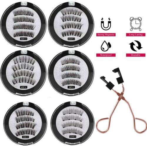 4 Pairs 8D Magnetic Eyelashes With Soft Magnet Tweezer Handmade Mink Eyelashes False Eyelashes Set Fake Lashes Set Makeup