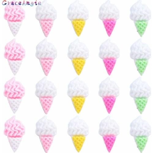 40pcs Resin Imitation Food Charms Ice Cream Summer Jewelry DIY 13*20mm Handmade Cameo for Phone Hair Accessories DIY Pendant Top