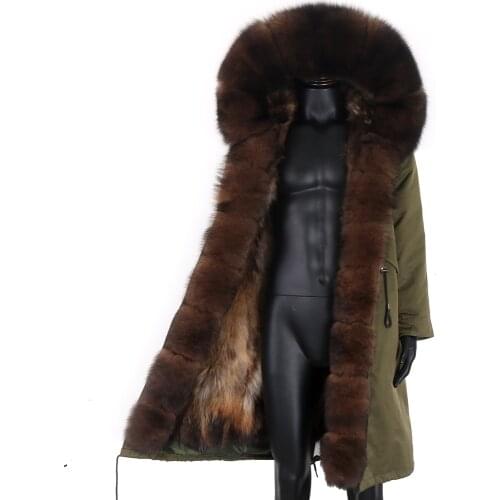 7XL Men Real Fur Coat Winter Jacket Man X-Long Parka Waterproof Outerwear Natural Fox Fur Collar Thick Warm Streetwear Russian