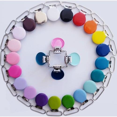 DHL Free Shipping 1000 Pcs Metal Round Suspender Clips Baby Pacifier Clips 1'' 25mm Wide 21 Colors Can be choose