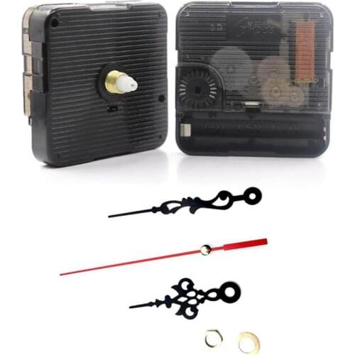 Silent DIY Clock Mechanism Battery Powered Quartz Wall Clock Movement with Black and Red Needle Hands for Clock Replacement Kits