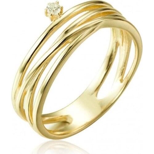 Shinny cz Inlaid copper rings for women female simple cold wind zircon 18K gold plated index finger female ring fashion jewelry