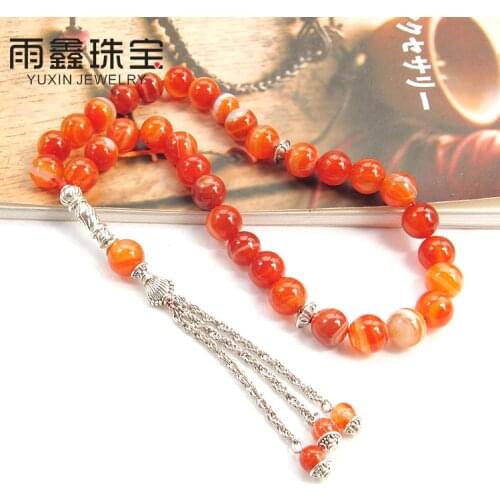 Natural stone Sardonyx Stone bracelet Islamic musilm 33 prayer beads tashih Rosary beads for Christmas thanks giving day gift