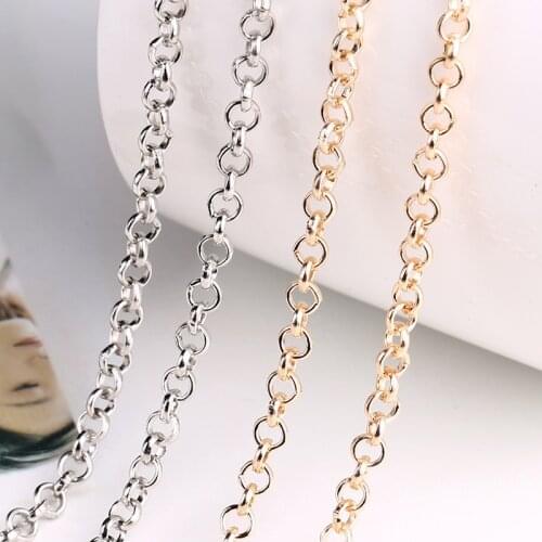 5m/lot KC Gold/Rhodium Color Necklaces Chains Brass Bulk Jewelry Link Chain For DIY Necklace Bracelet Making Findings