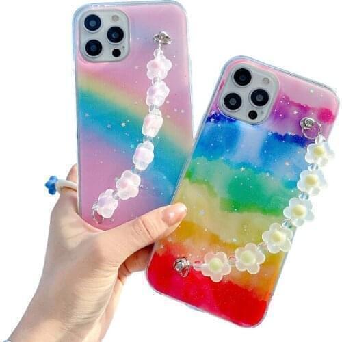 Rainbow Bracelet Phone Cases For Iphone 12 11 pro max 12mini XS Max XS X XR 7 8 6 6S Plus Floret Chain Back Cover