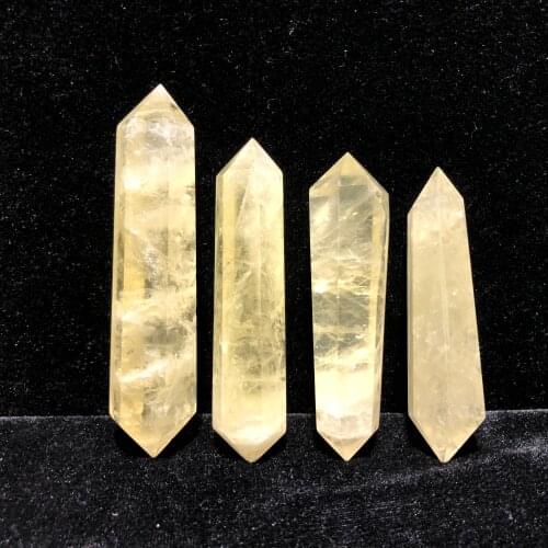 Citrine Double Point Quartz Stone Hand-Polished Feng Shui Healing Reiki Home Decoration Stone Handicraft Decoration DT