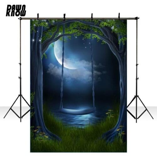 DAWNKNOW Fairy Tale Lake Moon Photography Background Backdrop Theatre Tapestry Children Birthday Party Decorate Photo Studio