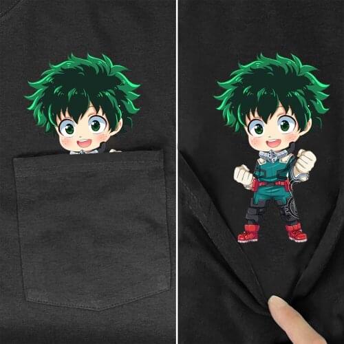 CLOOCL Cotton T-Shirts Fashion Pocket My Hero Academia Izuku Midoriya Printed T-shirt Men Shirts Hip Hop Funny Cotton Tees Tops