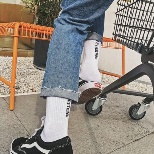 IMINCN 1Pair Original New Design Young People Hiphop INS Dance Style Cotton Dance Street High Fashion man boy Black White Sock