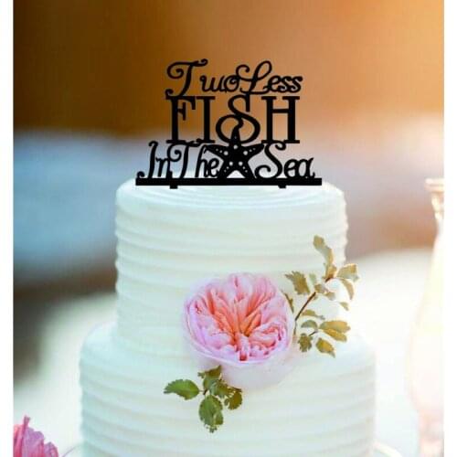 Custom Two less fish in the sea cake topper /Customized Wedding Cake Topper /Personlized Bride And Groom Cake Topper/Sea Wedding