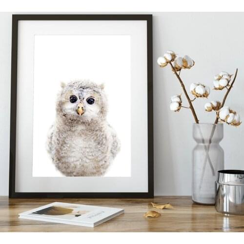 Nursery Animal Decor Baby Owl Canvas Art Print and Poster , Cute Owl Canvas Painting Wall Picture Baby Room Kids Art Wall Decor