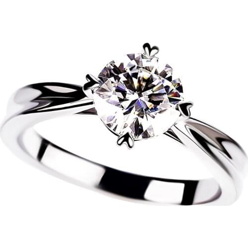 Real Sterling Silver 925 Ring Love Heart Four Claw Luxury Exquisite Elegant Engagement Wedding Party Anniversary Jewelry Gift