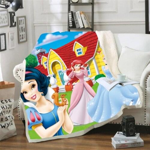 Disney Bedding Comfort Soft Blanket White Snow Master Princess Belle Series Princess Pattern Girls Sofa Bedding Home Textile