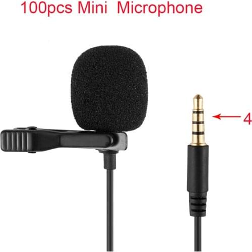 100pcs Mini Portable Microphone Condenser Clip-on Lapel Lavalier Mic Wired Mikrofo/Microfon for Phone for Laptop