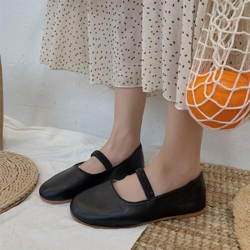 Small Leather Shoes Student girl shoes tide Elastic band New sweet Wild Single Shoes round head Women Mary Janes shoes U15-75