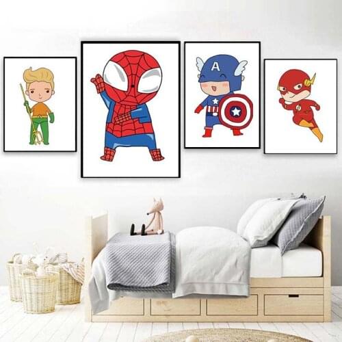 Marvel Cartoon Spiderman Canvas Painting Rhinestone Posters and Prints Wall Art Picture Interior Home Decoration
