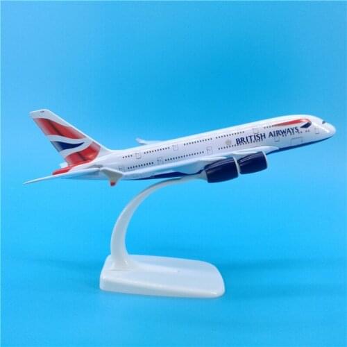 20cm 1/400 scale airplane model toys Airbus A380 aircraft Air British model diecast alloy plane with base landing gear F display