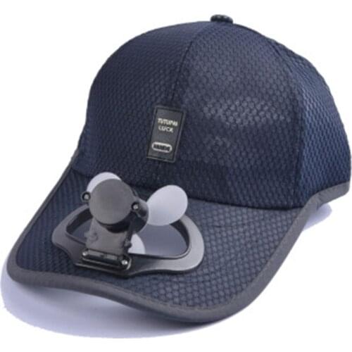 Adult Summer Sunscreen Baseball Cap with USB Rechargeable Mini Cooling Fan Breathable Mesh Adjustable Snapback Hat