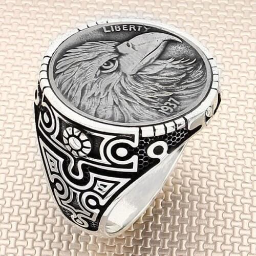 Freedom Eagle Liberty 1937 Silver Ring Men Silver Ring Made In Turkey Solid 925 Sterling Silver