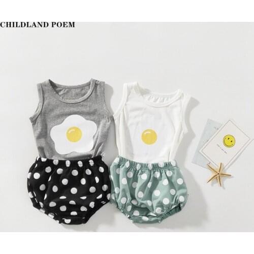 Baby Girls Clothes Summer Newborn Baby Clothing Set Polka Dot Infant Toddler Boys Clothes Cotton Baby Outfits T-shirt + Shorts