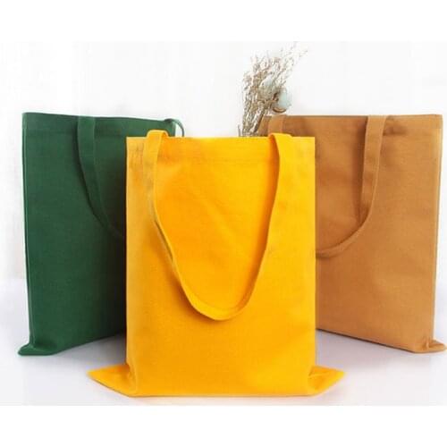 Solid Shopping Bag Reusable Canvas Tote Bag Foldable Portable Shopper Bag Supermarket Book Large Capacity Totebag Women Men