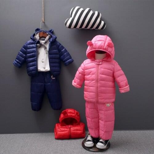 2020 Autumn Winter Baby Boys Girls Clothing Set Solid Outerwear Infants Kids Hooded Jacket Christmas Cotton Padded Clothes