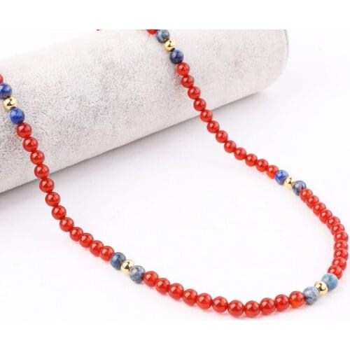 High Quality 22Inches New Design Natural Gem Stone Tiger Eye Apatite Stainless Steel Beads Choker Necklace For Men