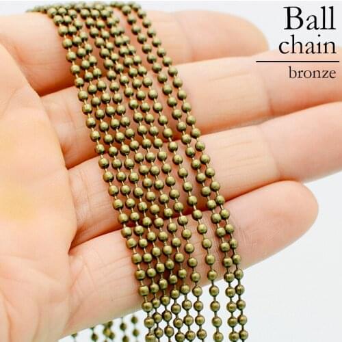 50 Pieces Antique Brass Ball Chain Necklace 2.4mm 1.5mm Bead Necklace Gold Bronze Copper Gunmetal Black for Women Jewelry Making