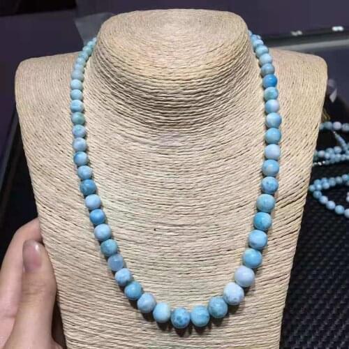 Blue 18" 5.5-11mm Larimar Bead Necklace semi precious stone necklace tower shape womens Necklace
