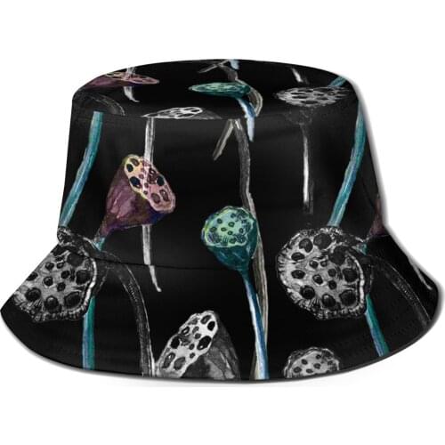 Floral Pastel And Black Unisex Casual Sun Hat Bucket Hat for Men Women Bob Hip Hop Caps Summer Fisherman Hat Panama