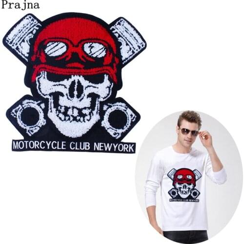 Punk Skull Biker Patch Stripe Sew On Patches Embroidered Patches For Clothing Cool Rock Patches Jacket DIY Applique Accessories