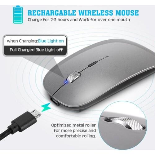 Rechargeable 1600DPI metal wheel wireless mouse Bluetooth dual-mode mobile phone for ipad wireless mouse