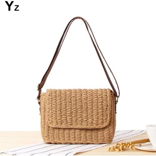 Aaby 2021 Bohemian Straw Bags for Women Beach Handbags Summer Fashion Rattan Bag Handmade Kintted Woven Crossbody Bag