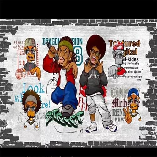 Custom wallpaper hip hop art street graffiti nostalgic catering KTV background wall decoration - high quality silk fabric
