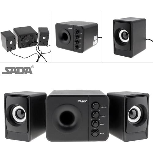 SADA D-205 Portable 3W USB2.0 Combination Speakers Subwoofer with 3.5mm Audio Plug and USB Power Plug for Desktop PC Smartphone