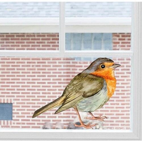 Removable Hand Painted Bird Wall Sticker Glass Creative Mural Self-adhesive Stickers Window Living Room Bedroom Decor