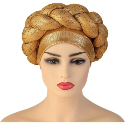 Fashion Handmade Muslim Hijab Hat African Cap Turban Nigerian Wedding Women Braid Headwear Ladies Head Wraps Bonnets for Women