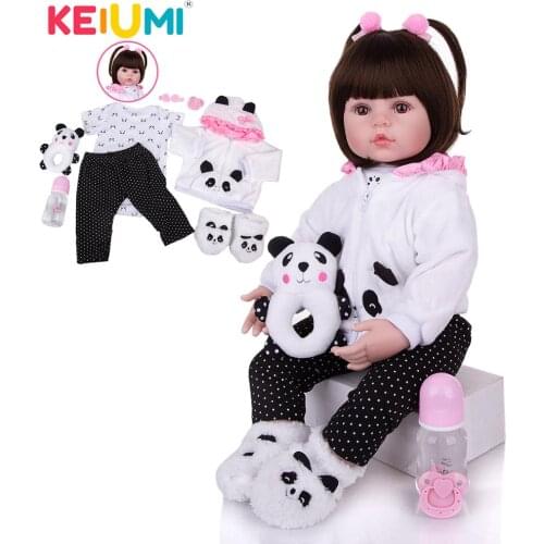 KEIUMI 18 Inch Or 24 Inch Reborn Baby Silicone Doll Reborn Cloth Body Doll For Children Princess Toys To Kids Birthday Gifts